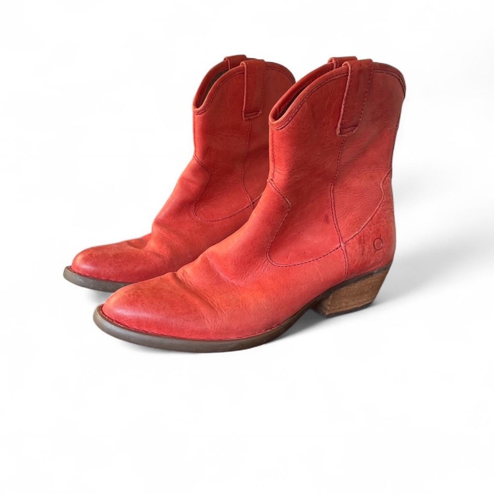 Born Red Leather Ankle Booties